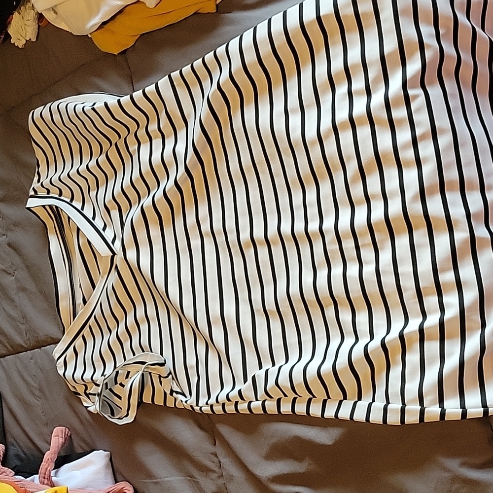 Black and white striped dress